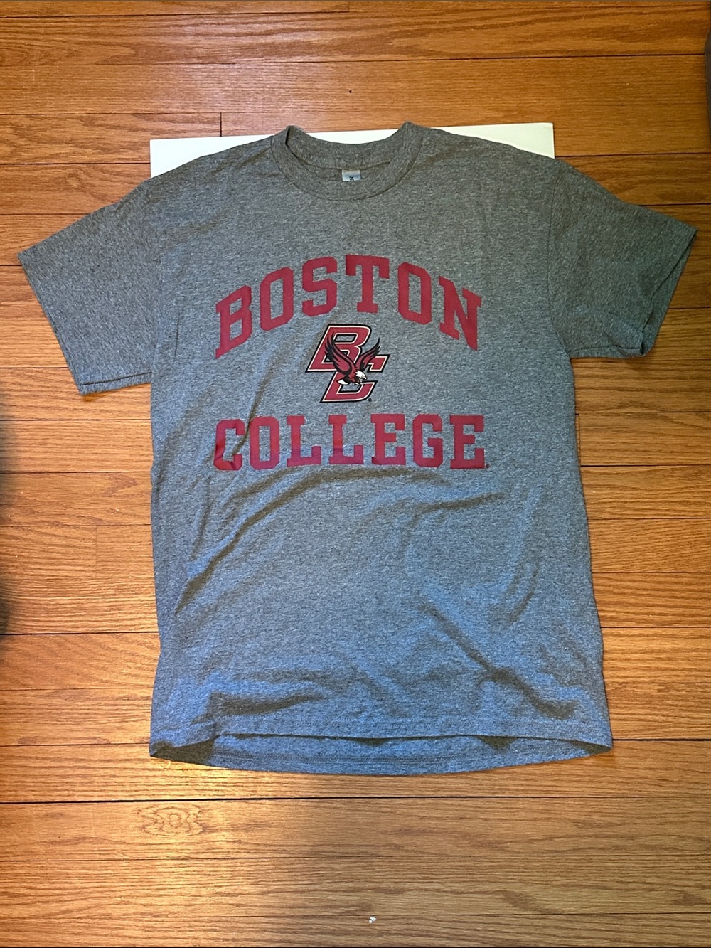 Gildan Gray Short-Sleeve Boston College Tee with Red Logo
